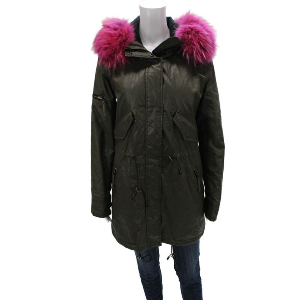SAM Women Parka Green Zip Solid Winter Size M